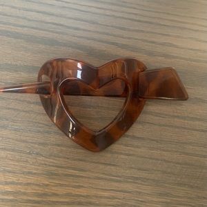 Vintage Heart loop Slide Stick Hair Barrette 80,s